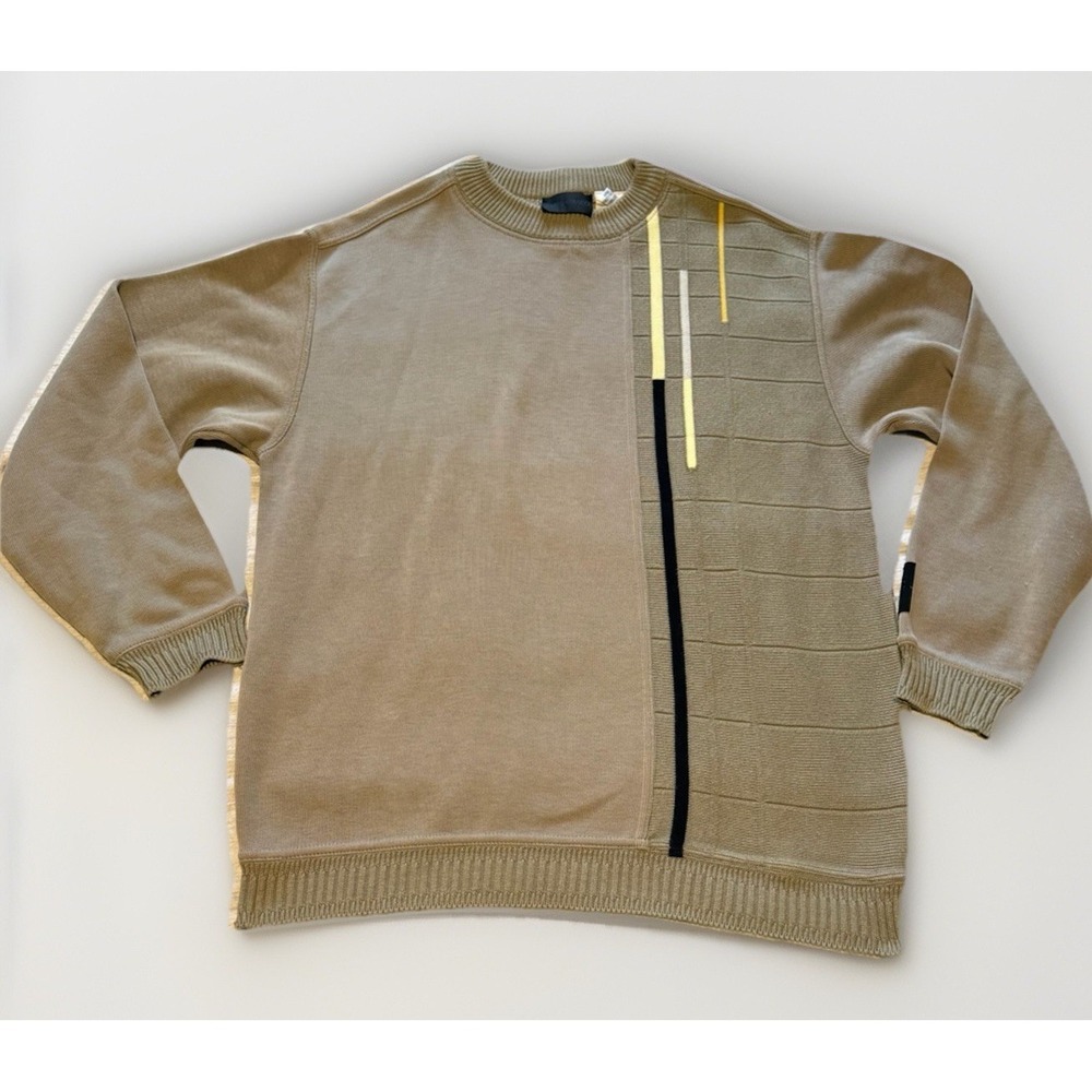Carlo Colucci German Designer Knit Sweater Mens L Textured Panel Pullover
